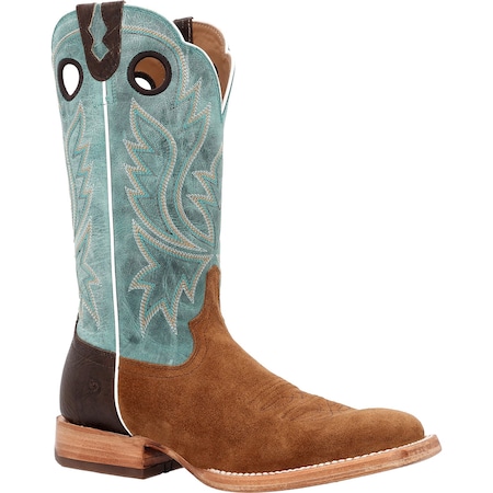 Durango Western Boot, 8.5 M, Leather, 13 in H, Whiskey Tobacco/Aqua DDB0467